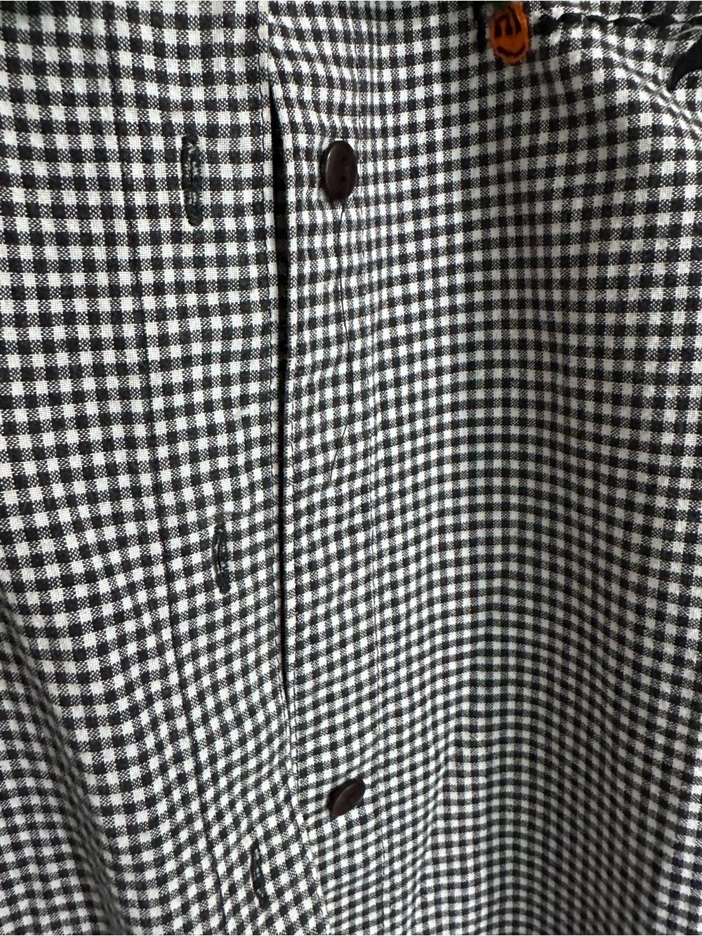 Studio Collection Woman Hallloween-Themed Black & White Gingham Button-Down - Picture 5 of 6